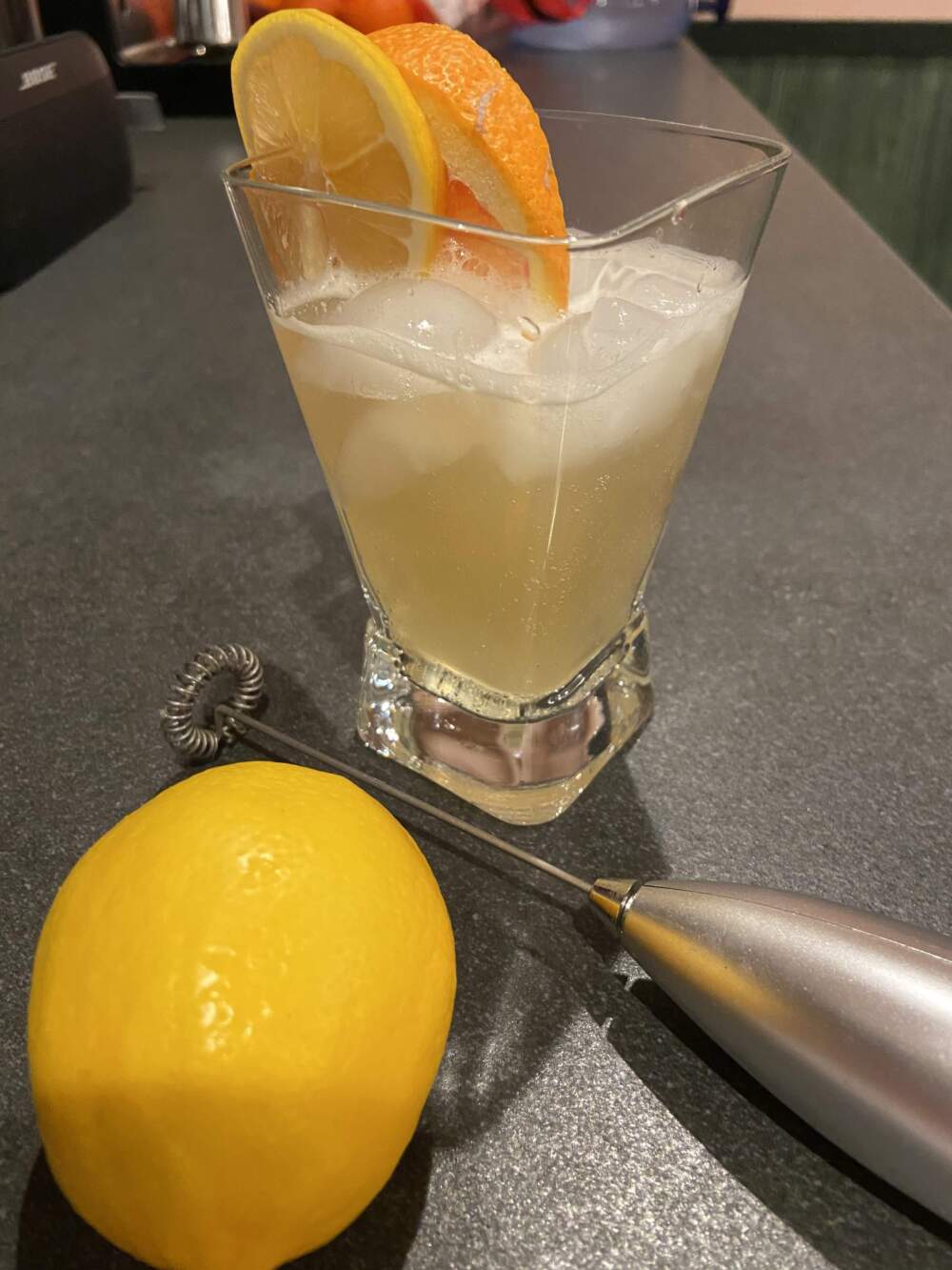 Citrus-ginger sour. (Kathy Gunst/Here & Now)