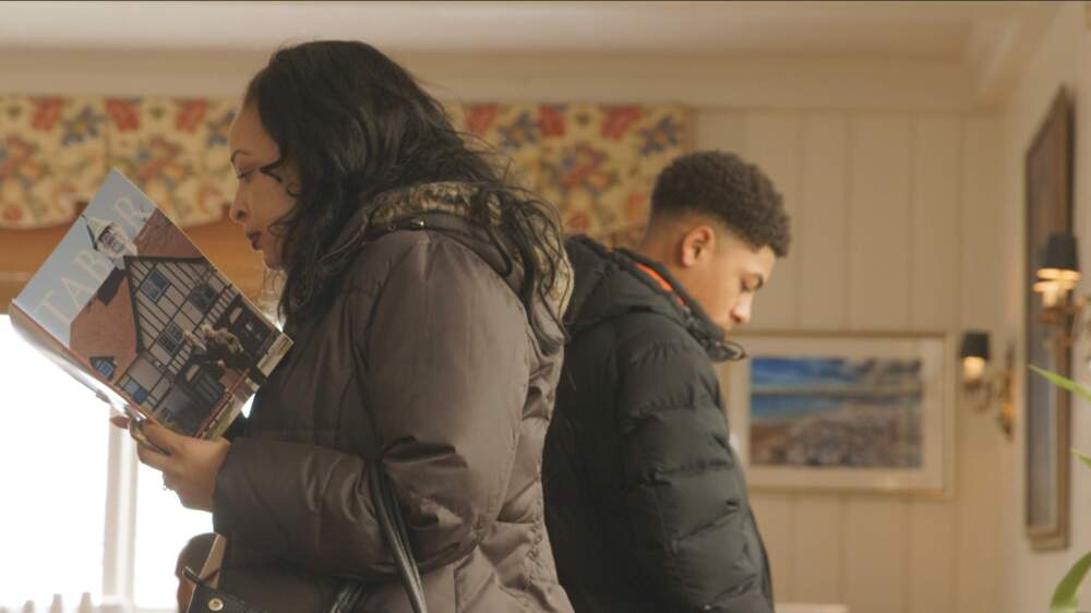 A film still showing Makai Murray and his mother on a visit to Tabor Academy. (Courtesy Isara Krieger)