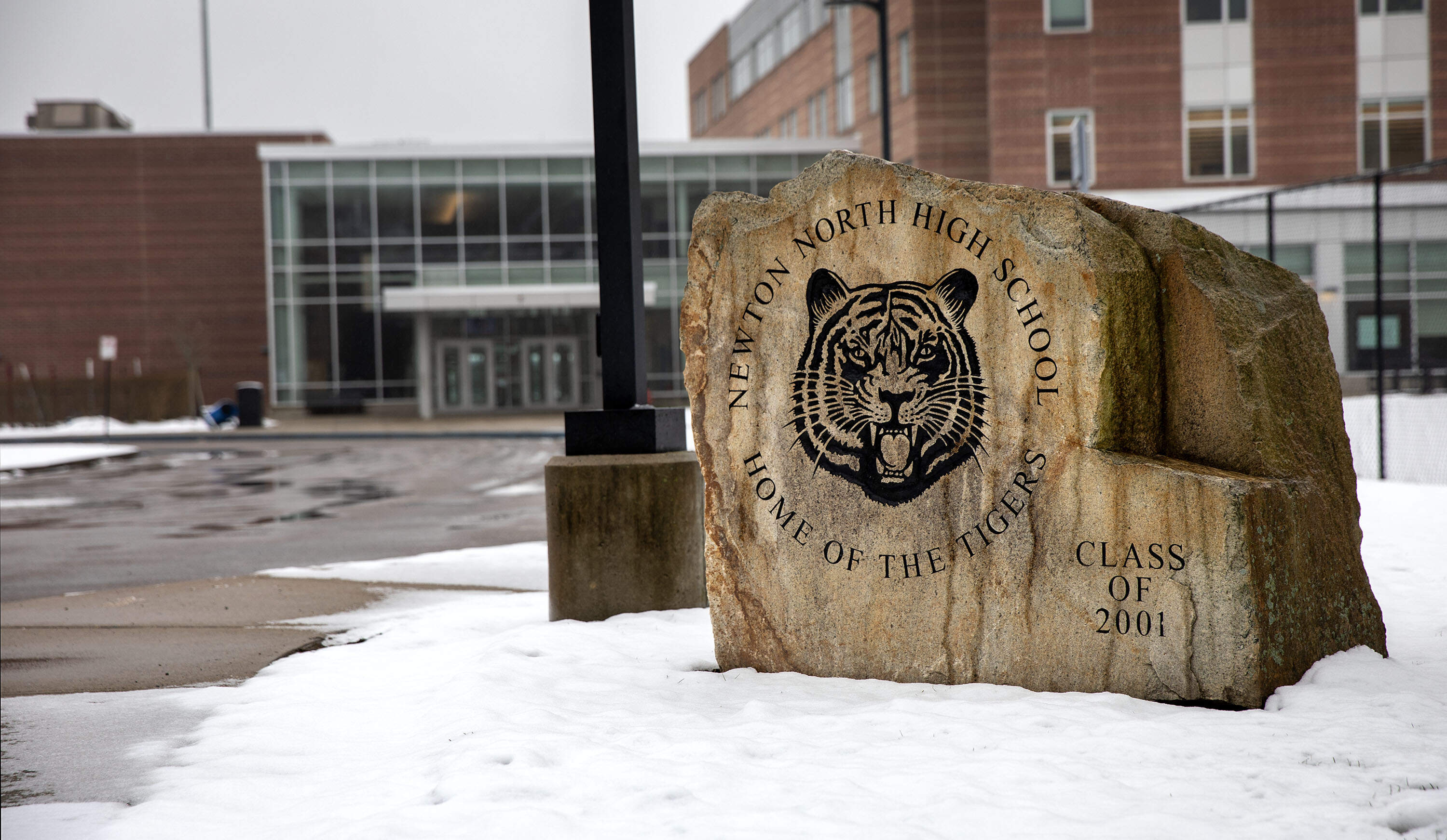 The strike cancelled classes for 11 days for the nearly 12,000 students in Newton Public Schools, including at Newton North High School. (Robin Lubbock/WBUR)