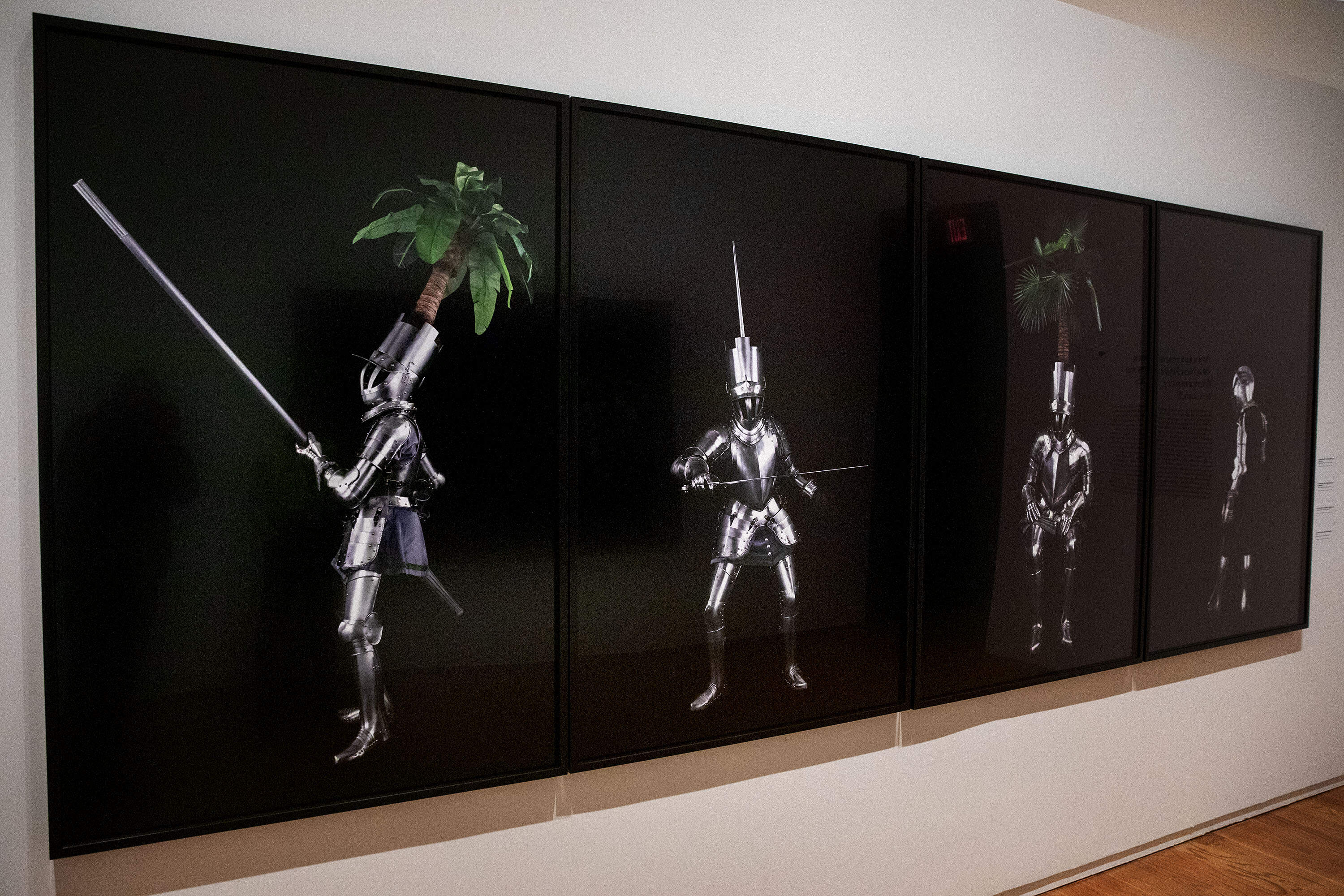 Images from Lorraine O'Grady's "Announcement of a New Persona (Performances to Come!)" at Wellesley's Davis Museum. (Robin Lubbock/WBUR)