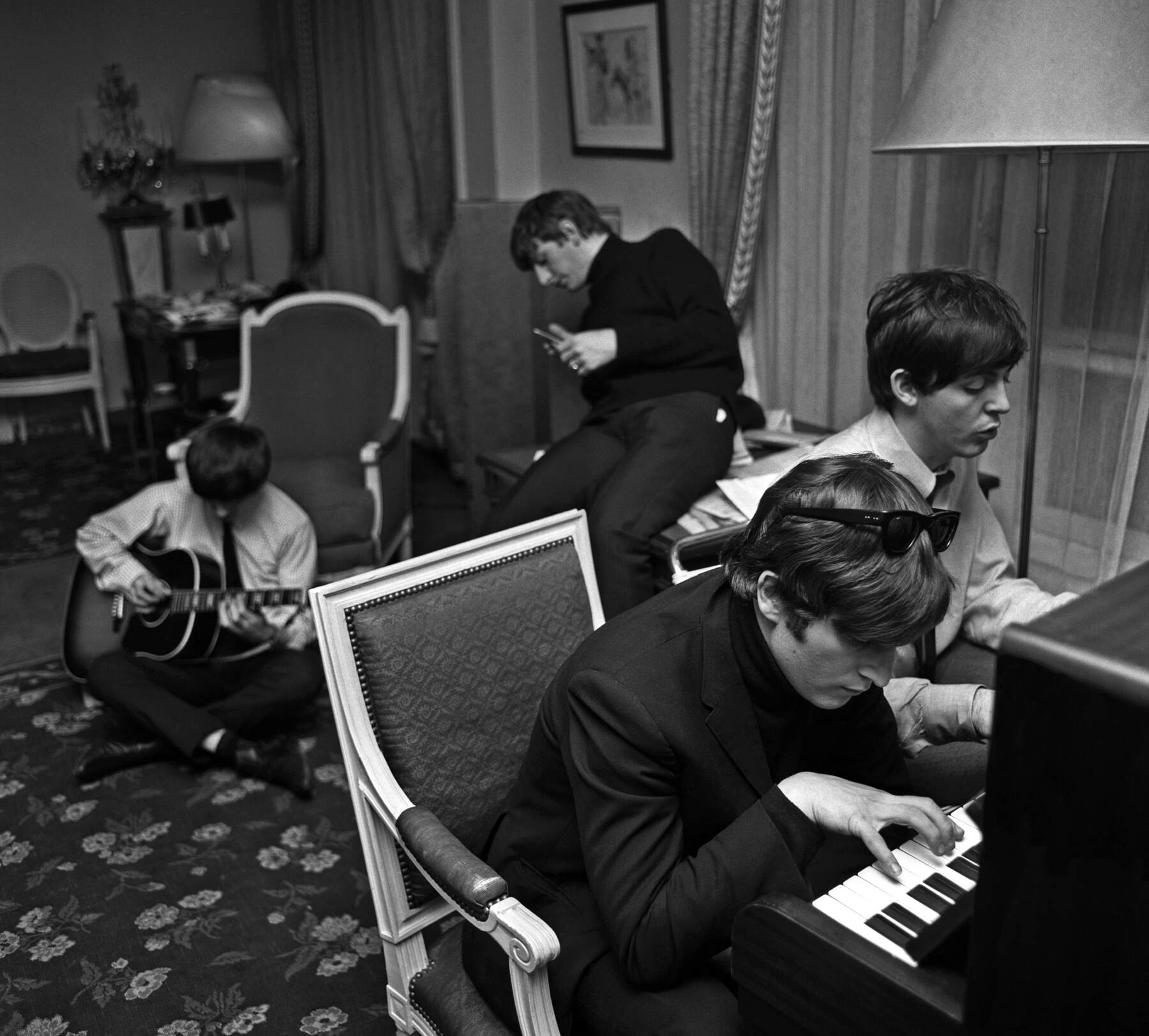 The Beatles composing music. (Harry Benson)