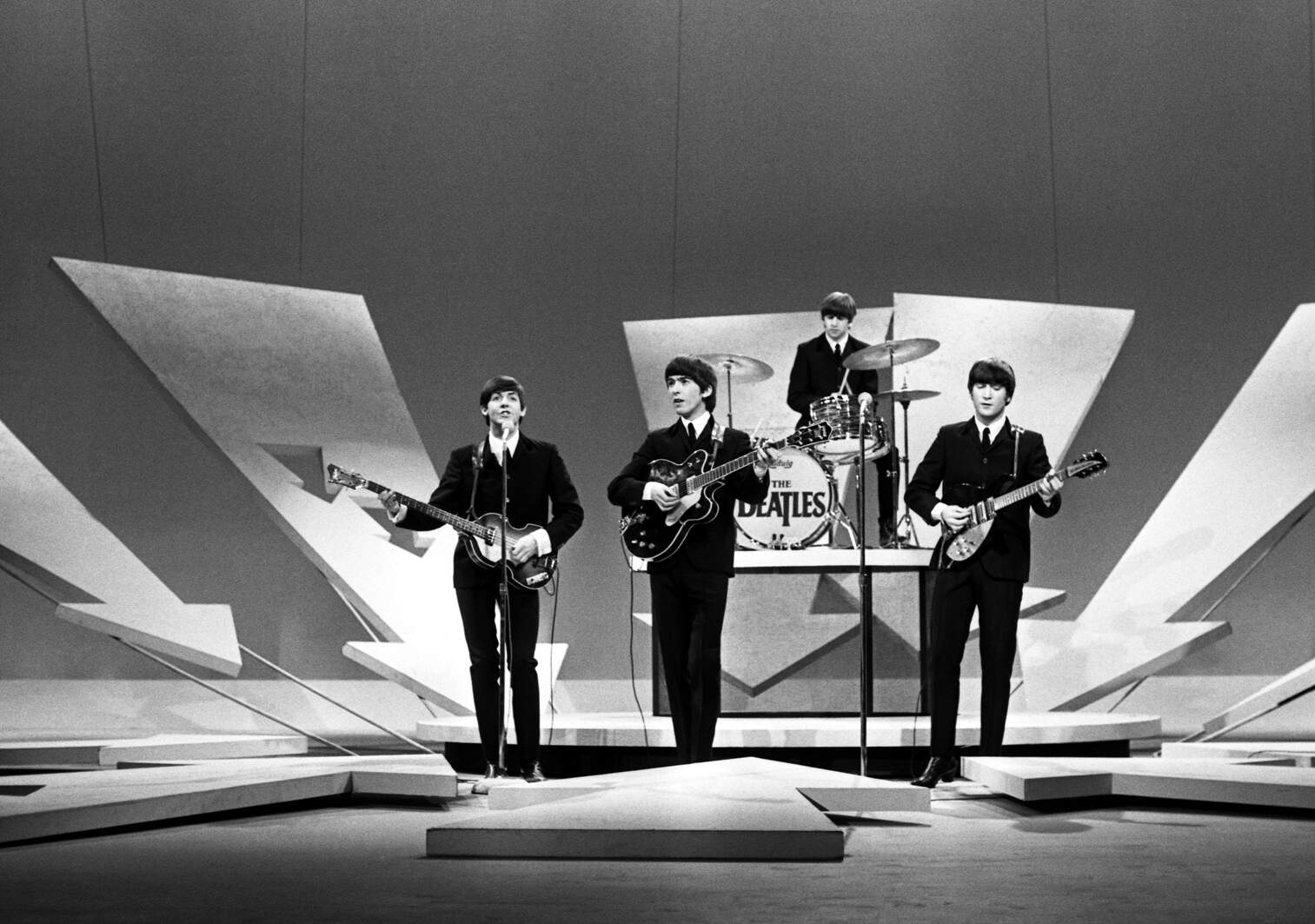 The Beatles performing on the Ed Sullivan show. (Harry Benson)