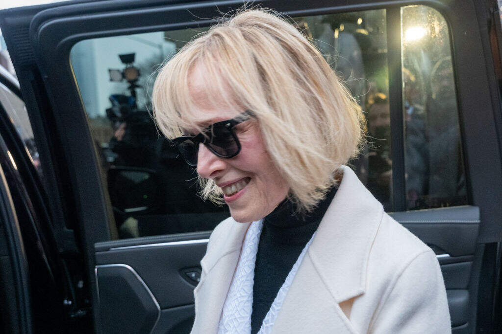 E. Jean Carroll departs a Manhattan federal court at the conclusion of her defamation suit against Donald Trump on Jan. 26, 2024 in New York City. (Spencer Platt/Getty Images)