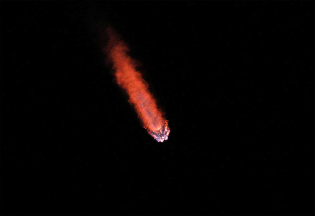 A SpaceX Falcon 9 rocket soars into orbit from the Kennedy Space Center in Cape Canaveral, Florida, on Feb. 15. (Gregg Newton/AFP via Getty Images)