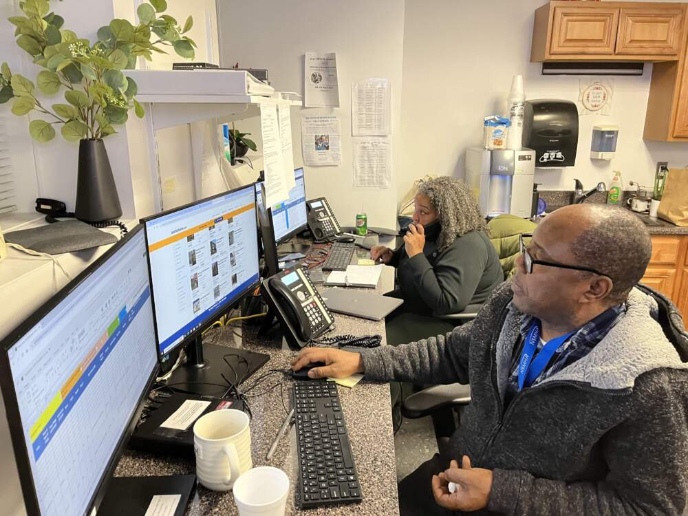 Licensed mental health clinician Nokson Ugah and clinical social worker Madalena Andrade respond to calls as members of the mobile crisis team at the community behavioral health center in East Boston, run by North Suffolk Community Services. (Lynn Jolicoeur/WBUR)