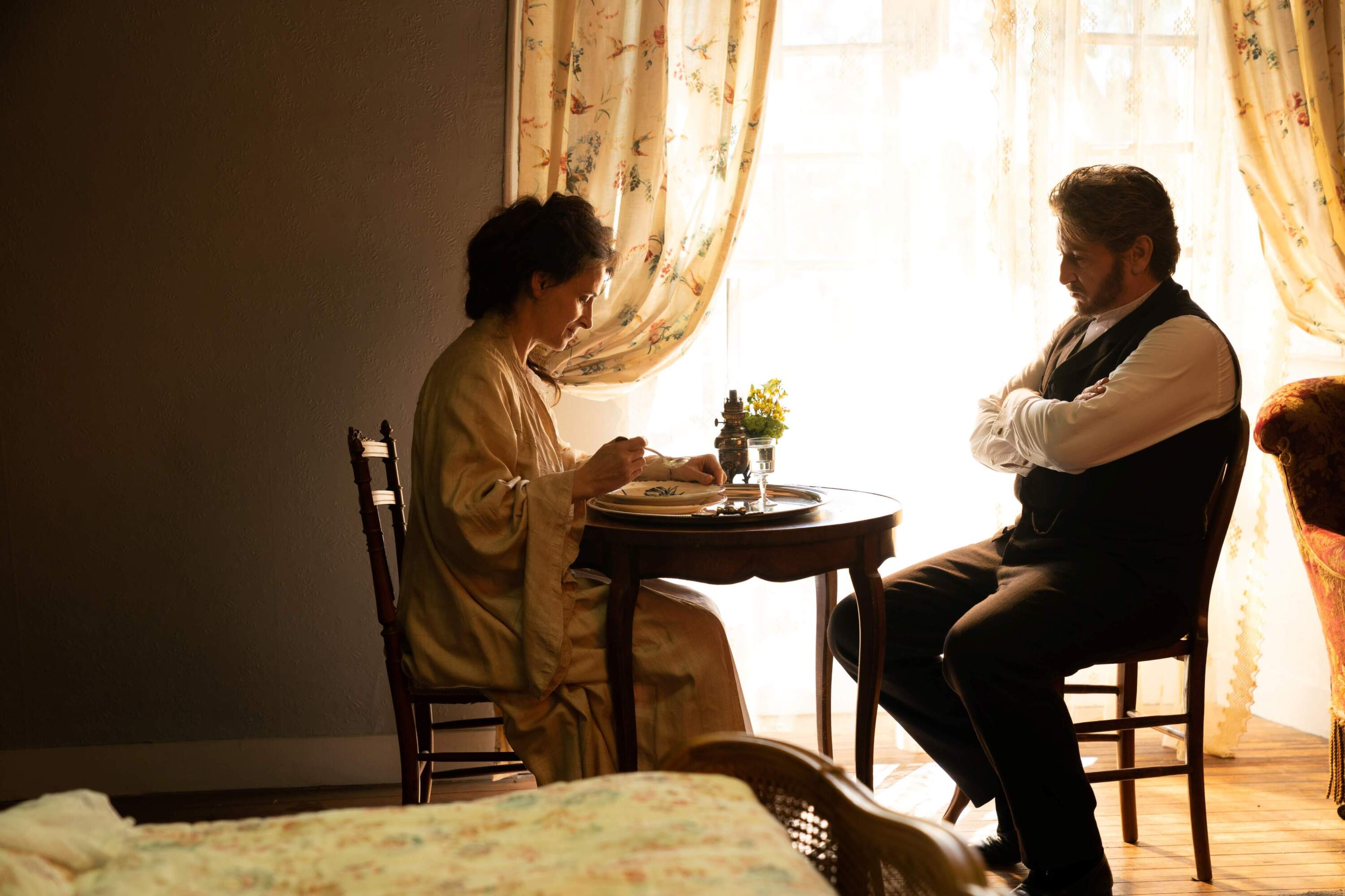 Juliette Binoche as Eugénie and Benoît Magimel as Dodin in "The Taste of Things." (Courtesy of Stéphanie Branchu/IFC Films)