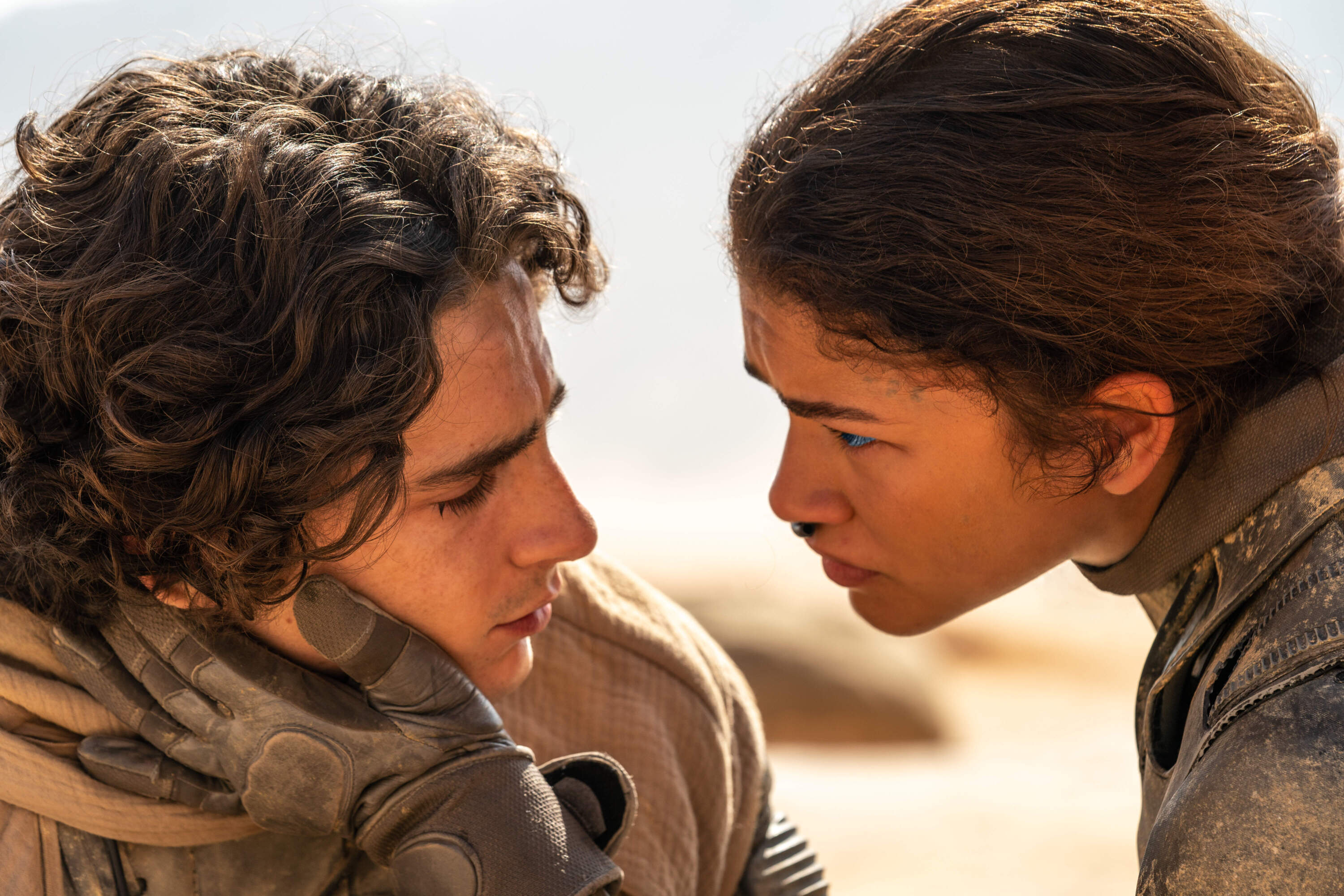 Timothée Chalamet as Paul Atreides and Zendaya as Chani in "Dune: Part Two." (Courtesy Warner Bros.)
