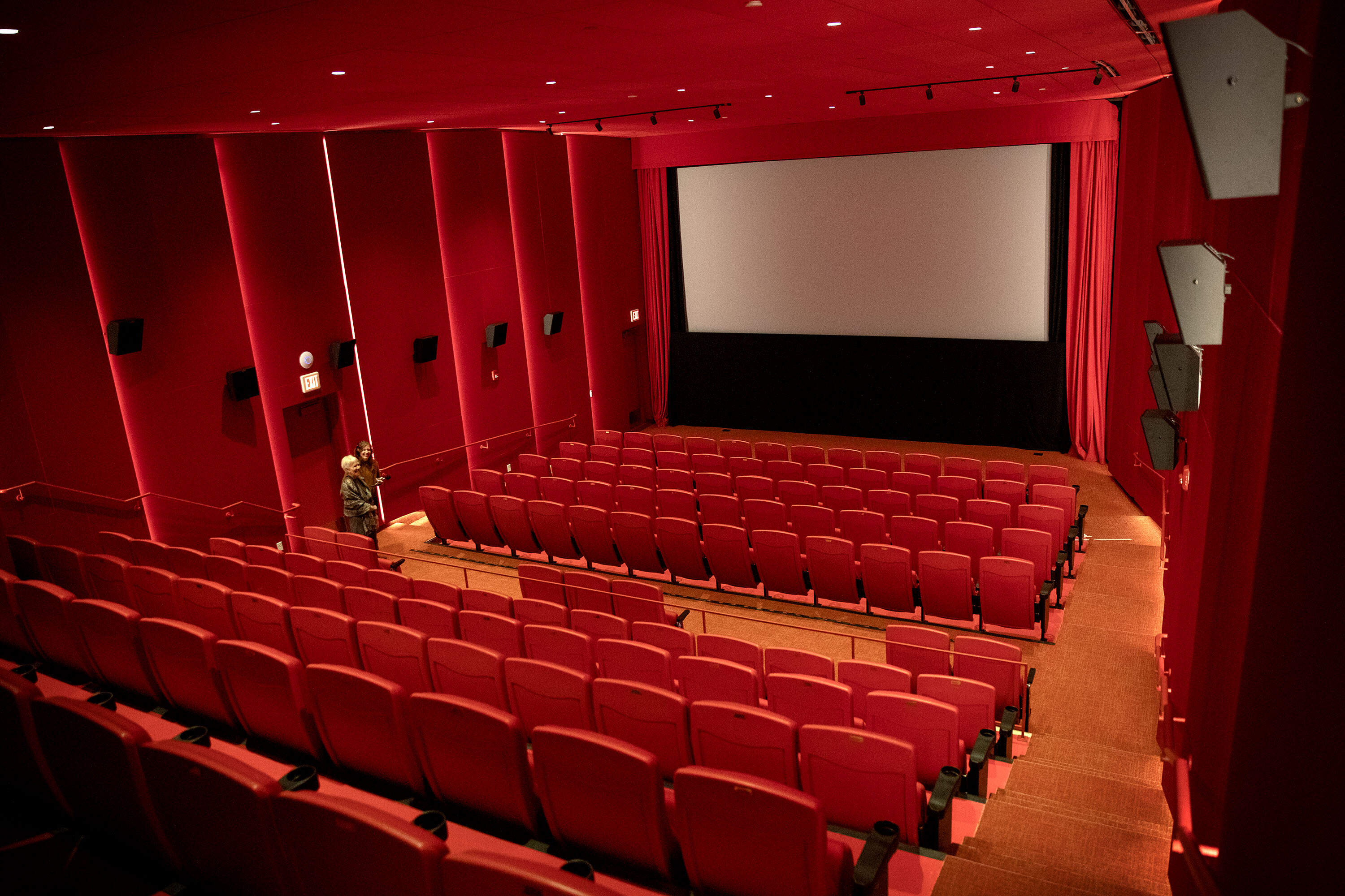The new red movie theater at the Coolidge Corner Theatre. (Robin Lubbock/WBUR)