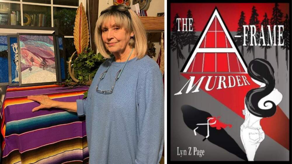 Friend of the Johnson family Lyn Page poses in her home (left). Lyn wrote The A-Frame Murder, a currently unpublished, fictionalized account of Marlyne Johnson's murder trial.