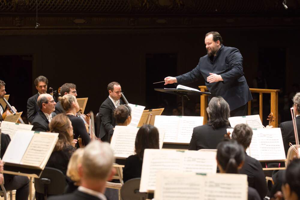 BSO Music Director Andris Nelsons leads the BSO in Sibelius' Fifth Symphony in April 2023. (Courtesy Hilary Scott)