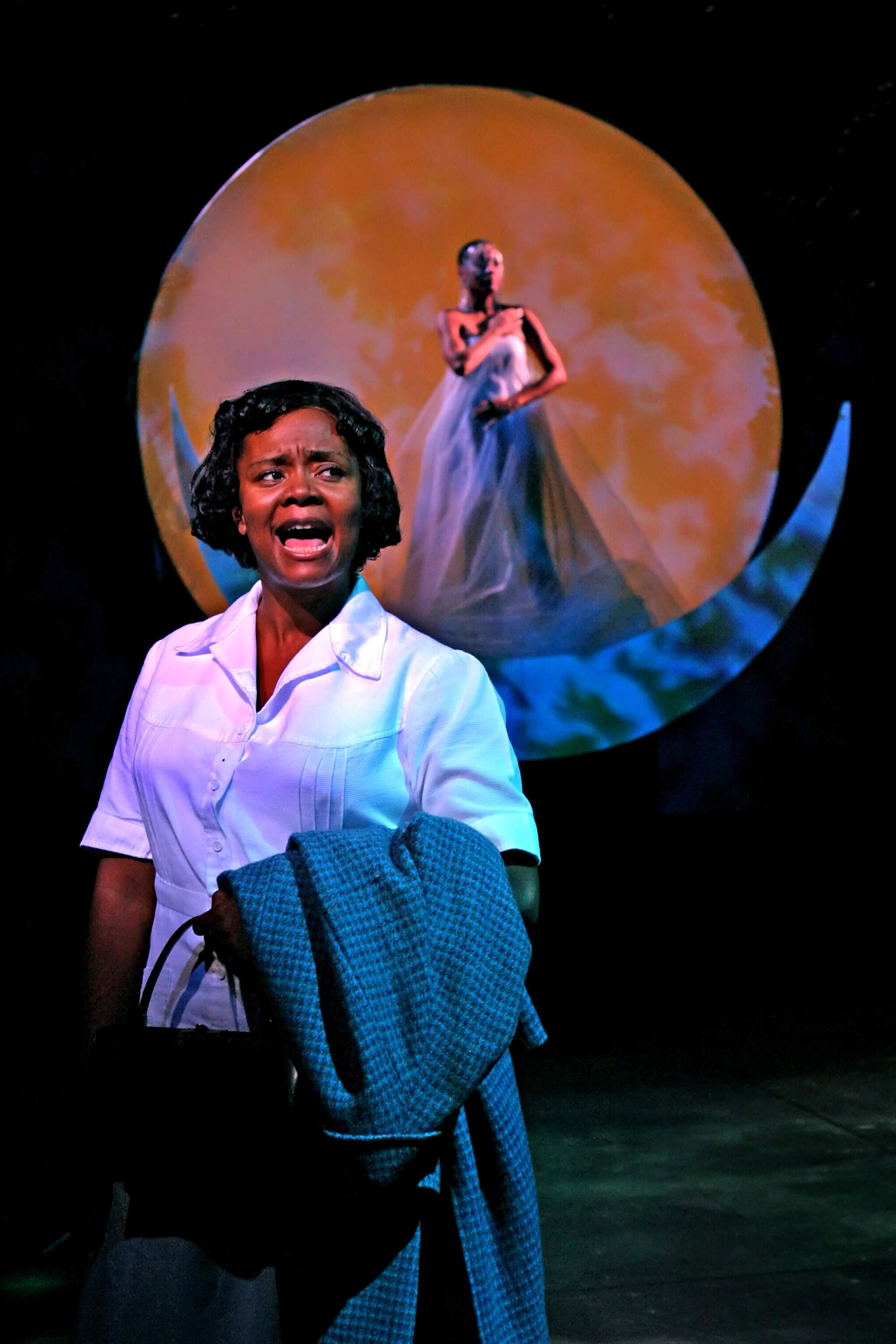 Tonya Pinkins as Caroline Thibodeaux and Adriane Lenox as The Moon in "Caroline, or Change." (Courtesy Michal Daniel)