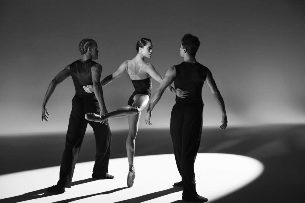 Lia Cirio, Tigran Mkrtchyan and Tyson Clark in a promotional image for &quot;Carmen.&quot; (Courtesy Erin Baiano/Boston Ballet)