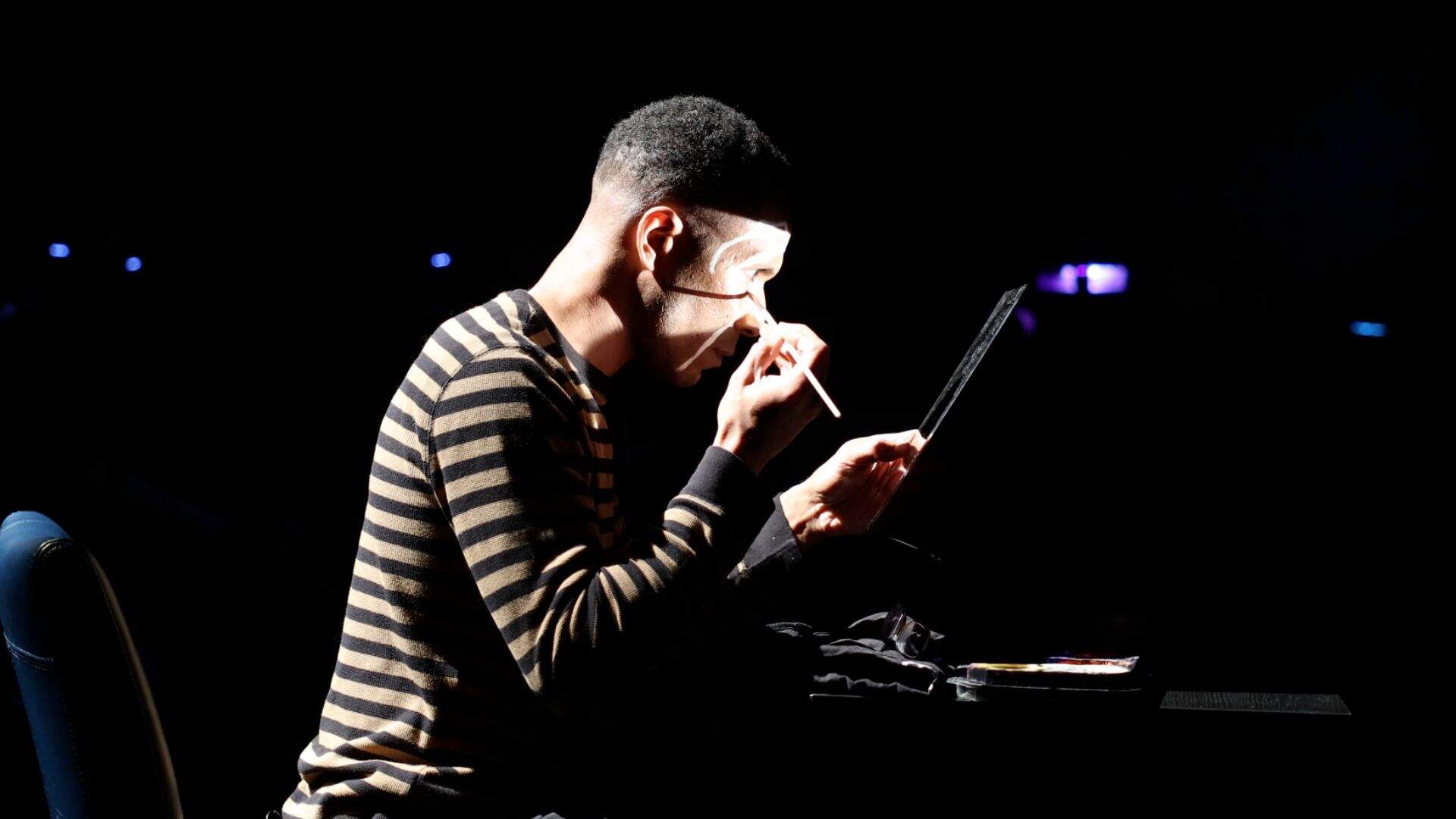 Daniel Callahan paints his face during an early iteration of "Come On In - Live." (Courtesy)