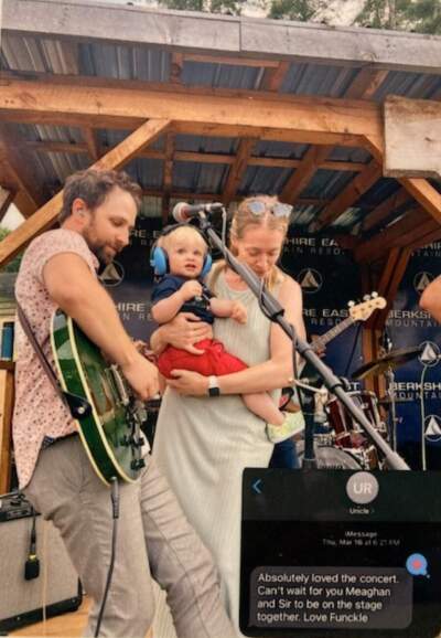 The author and his wife, Meaghan, and son, Noah, on stage, 2023. (Courtesy David Tanklefsky)