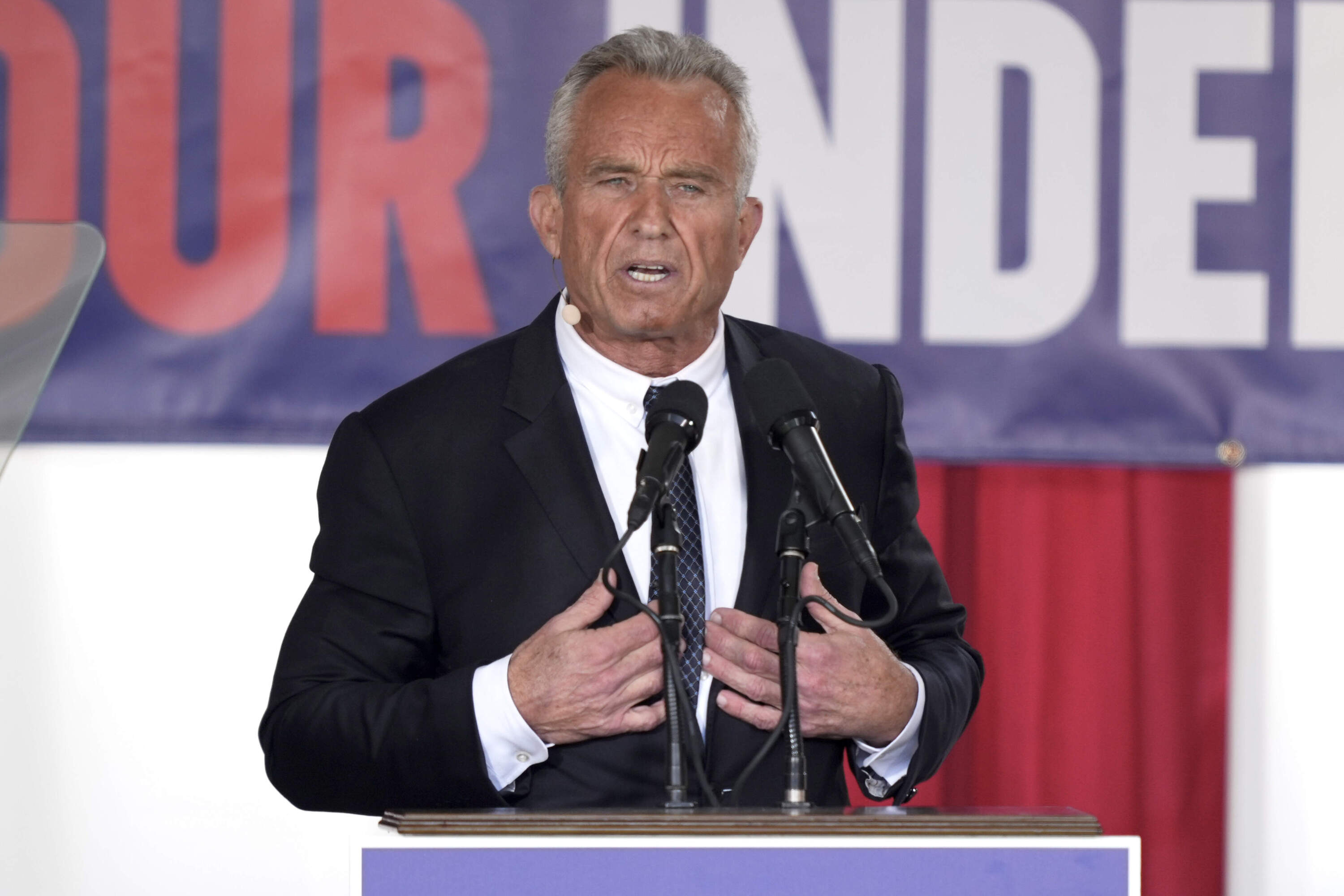 Presidential candidate Robert F. Kennedy, Jr. speaks during a campaign event, Oct. 9, 2023, in Philadelphia. (Matt Rourke/AP)