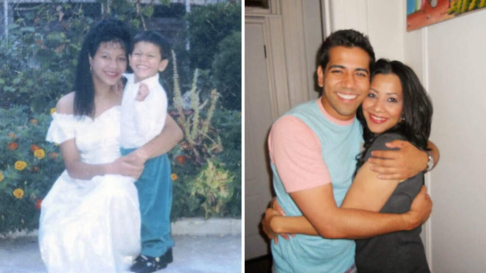 Siblings Sophia and Shane Correia pose together circa 1991 (left) and in 2014 (right). (Photos courtesy of Sophia Johnson).
