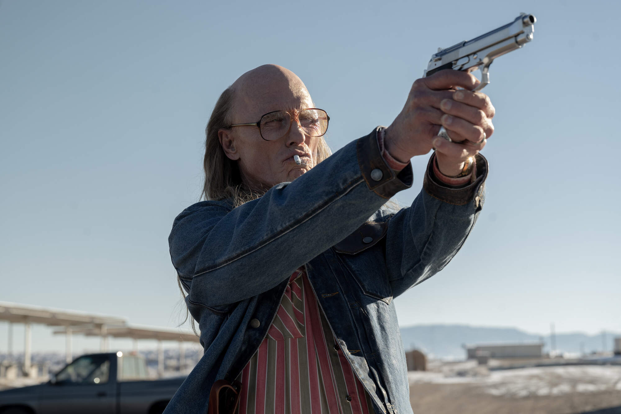 Ed Harris in "Love Lies Bleeding." (Courtesy A24/Anna Kooris)