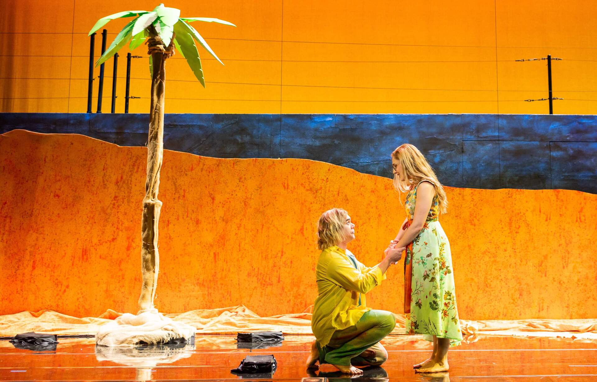 Orpheus (Elliot Madore) proposes to Eurydice (Sydney Mancasola). (Courtesy Nile Scott Studios)