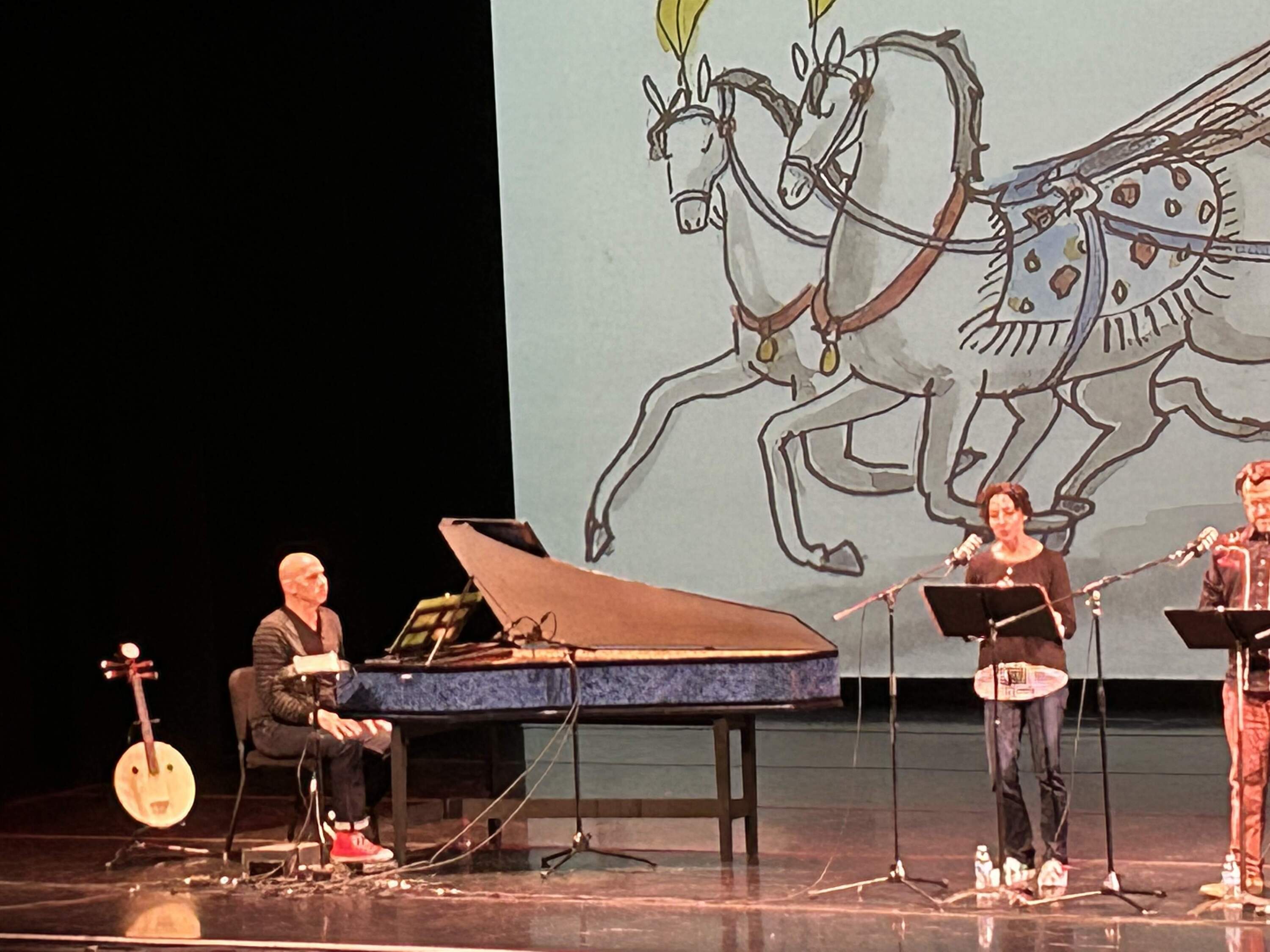 Eric Shimelonis plays the harpsichord live on stage at The Cowell Theater in San Francisco, CA. (Credit: Helen Barrington)