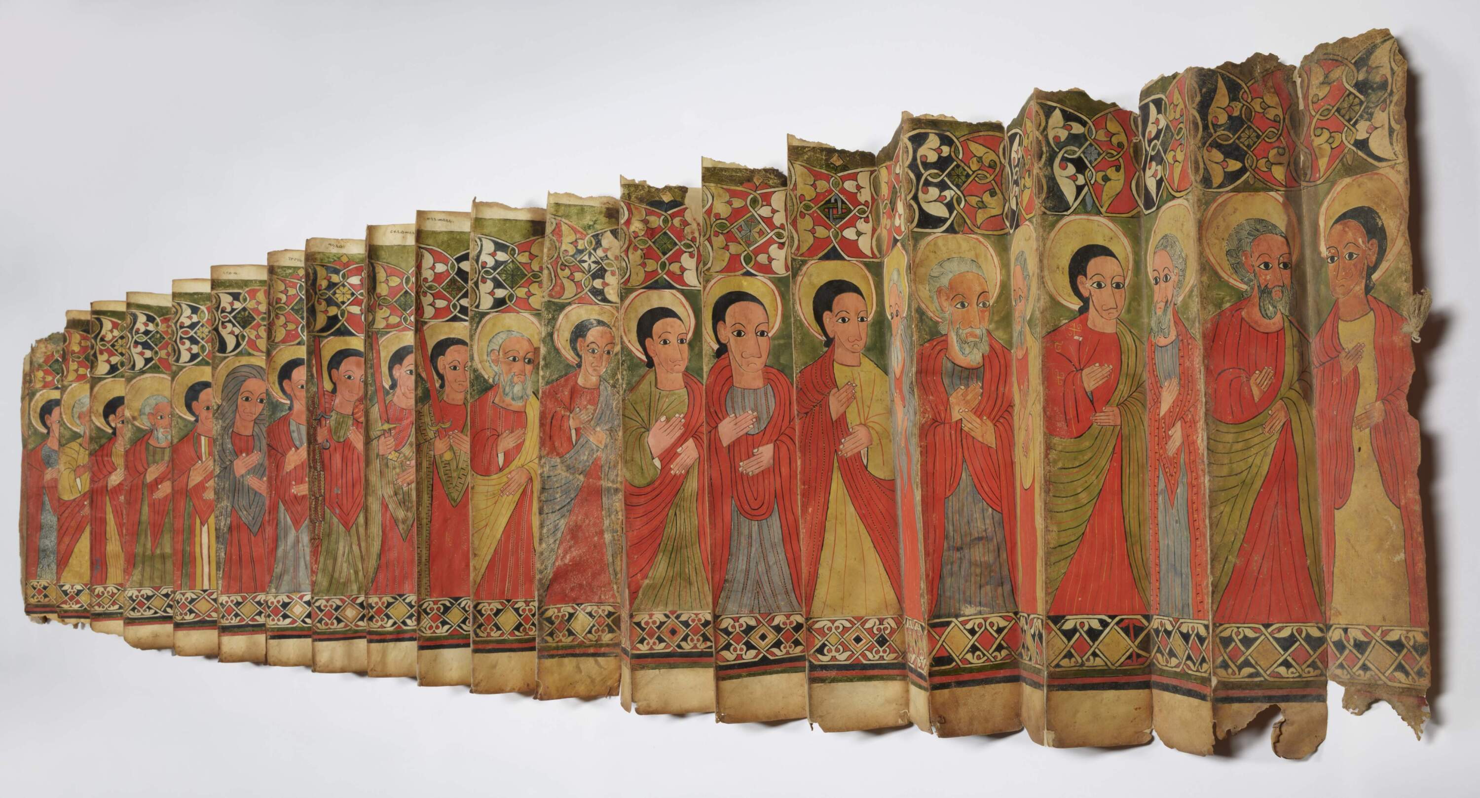 Artist in Ethiopia, "Folding Processional Icon in the Shape of a Fan," late 15th century. (Courtesy The Walters Art Museum, Baltimore and the Peabody Essex Museum)