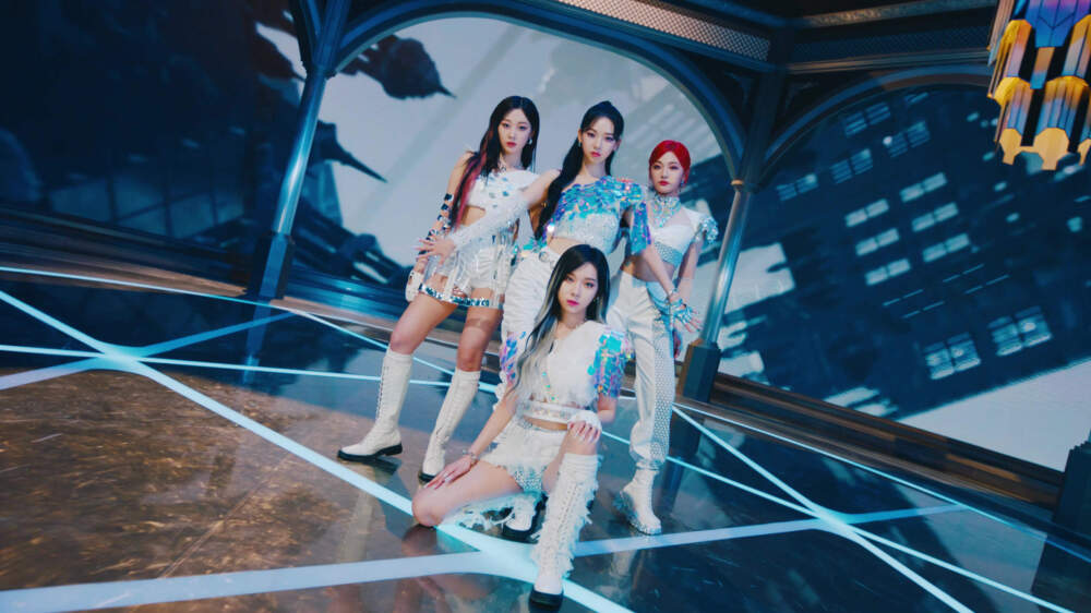 A still from aespa's 2021 music video &quot;Next Level.&quot; (Courtesy SM Entertainment and Museum of Fine Arts, Boston)
