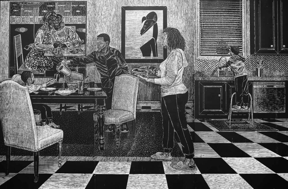 LaToya M. Hobbs, &quot;Scene 3: Dinner Time,&quot; from &quot;Carving Out Time,&quot; 2020–21. (Courtesy the artist and Harvard Art Museums/Fogg Museum; photo by Ariston Jacks)