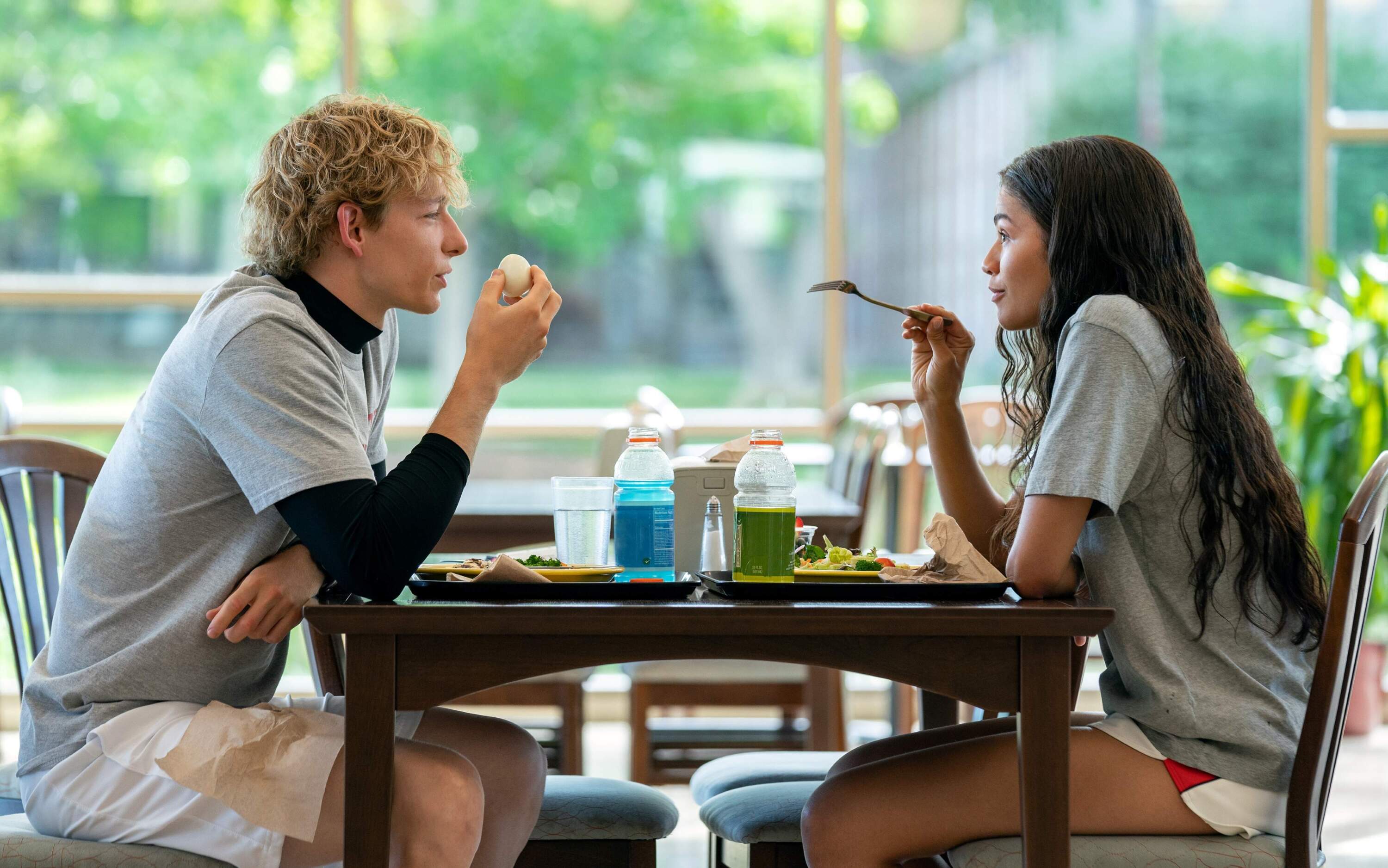 Mike Faist and Zendaya as Tashi in "Challengers." (Courtesy Metro-Goldwyn-Mayer Pictures)