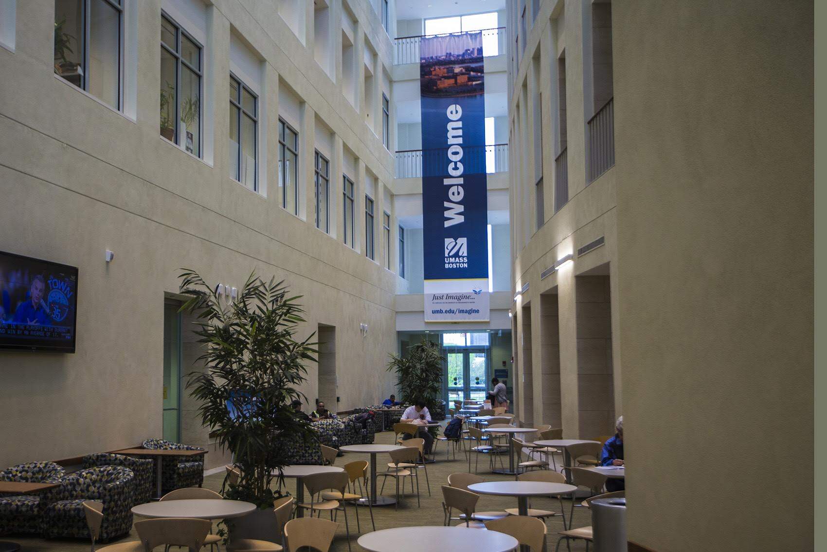 The Campus Center at UMASS Boston. (Jesse Costa/WBUR)