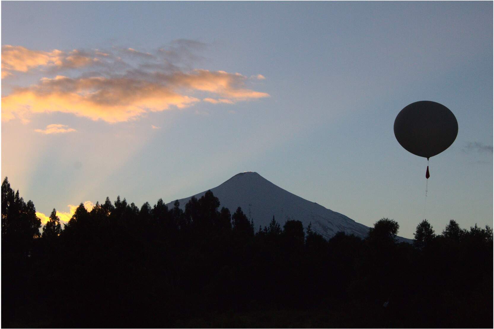 A team of scientists launched balloons near the Villarrica Volcano in southern Chile during the 2020 solar eclipse. (Courtesy of Keaton Blair)