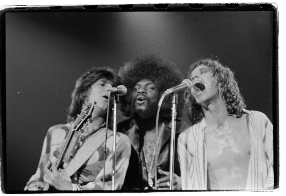 Charles Daniels' photograph of Ron Wood, Billy Preston and Mick Jagger (Courtesy Susan Berstler)