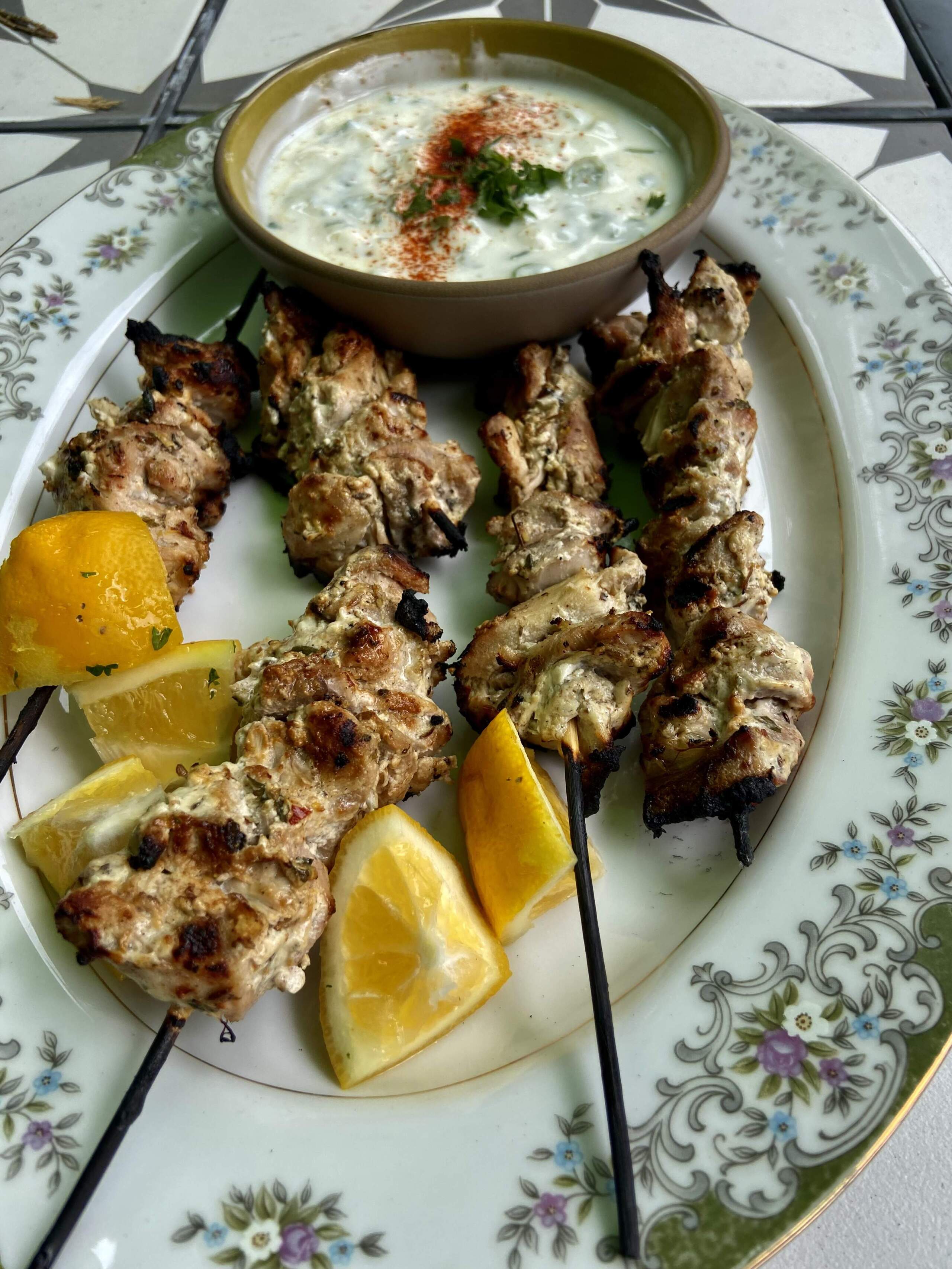 Spiced yogurt marinated chicken. (Kathy Gunst/Here & Now)