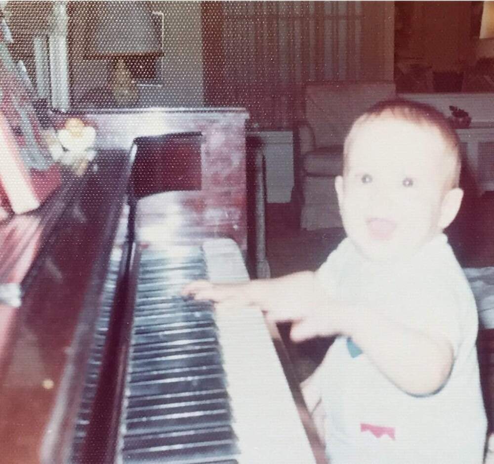 Josh Kantor, the Red Sox organist, at the piano in 1973. (Courtesy Josh Kantor)