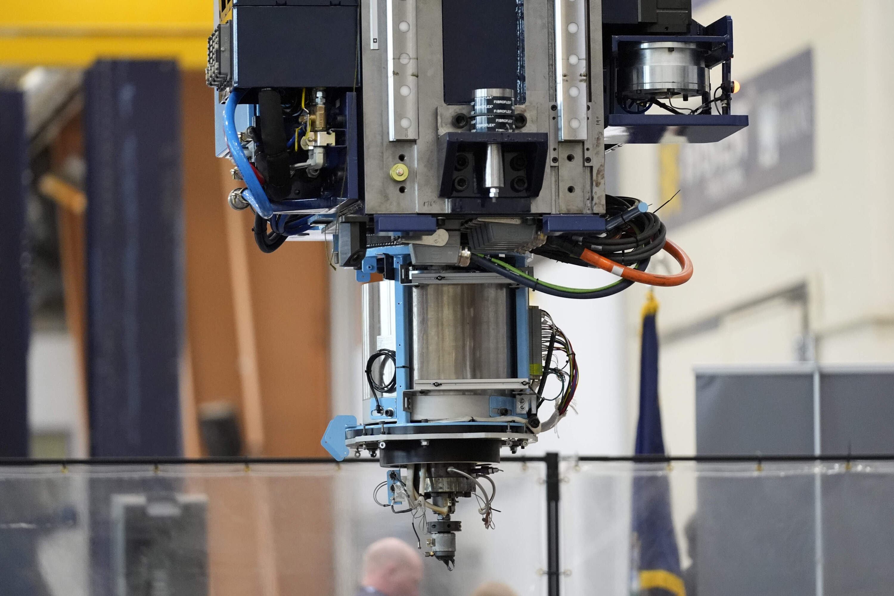 The world's largest 3D printer is seen Tuesday, April 23, 2024, at the University of Maine. (Robert F. Bukaty/AP)