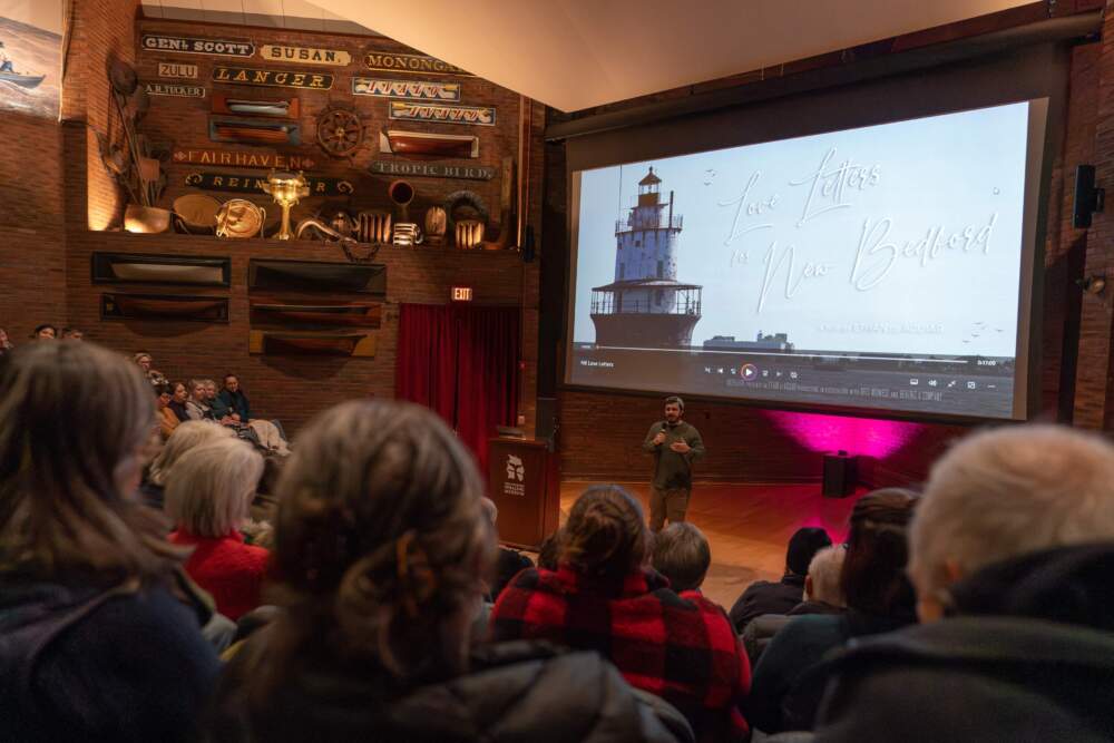 Ethan de Aguiar introduces "Love Letters to New Bedford" at the New Bedford Whaling Museum. (Courtesy Josh Souza)