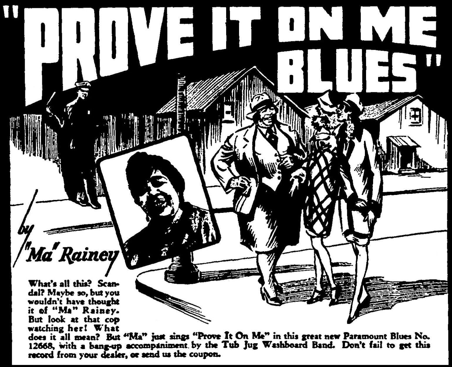 An ad for Ma Rainey's "Prove It On Me Blues."