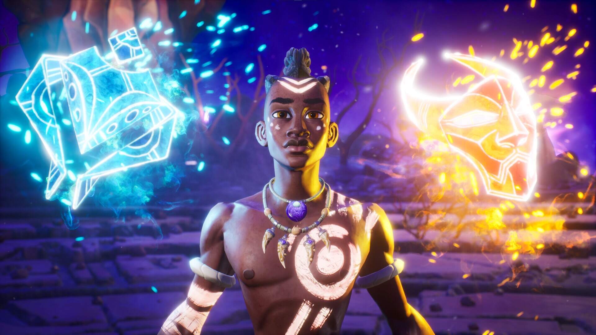Protagonist Zau quests to retrieve his father from the God of Death, while wielding the masks of the Sun and Moon. (Courtesy of Surgent Studios)