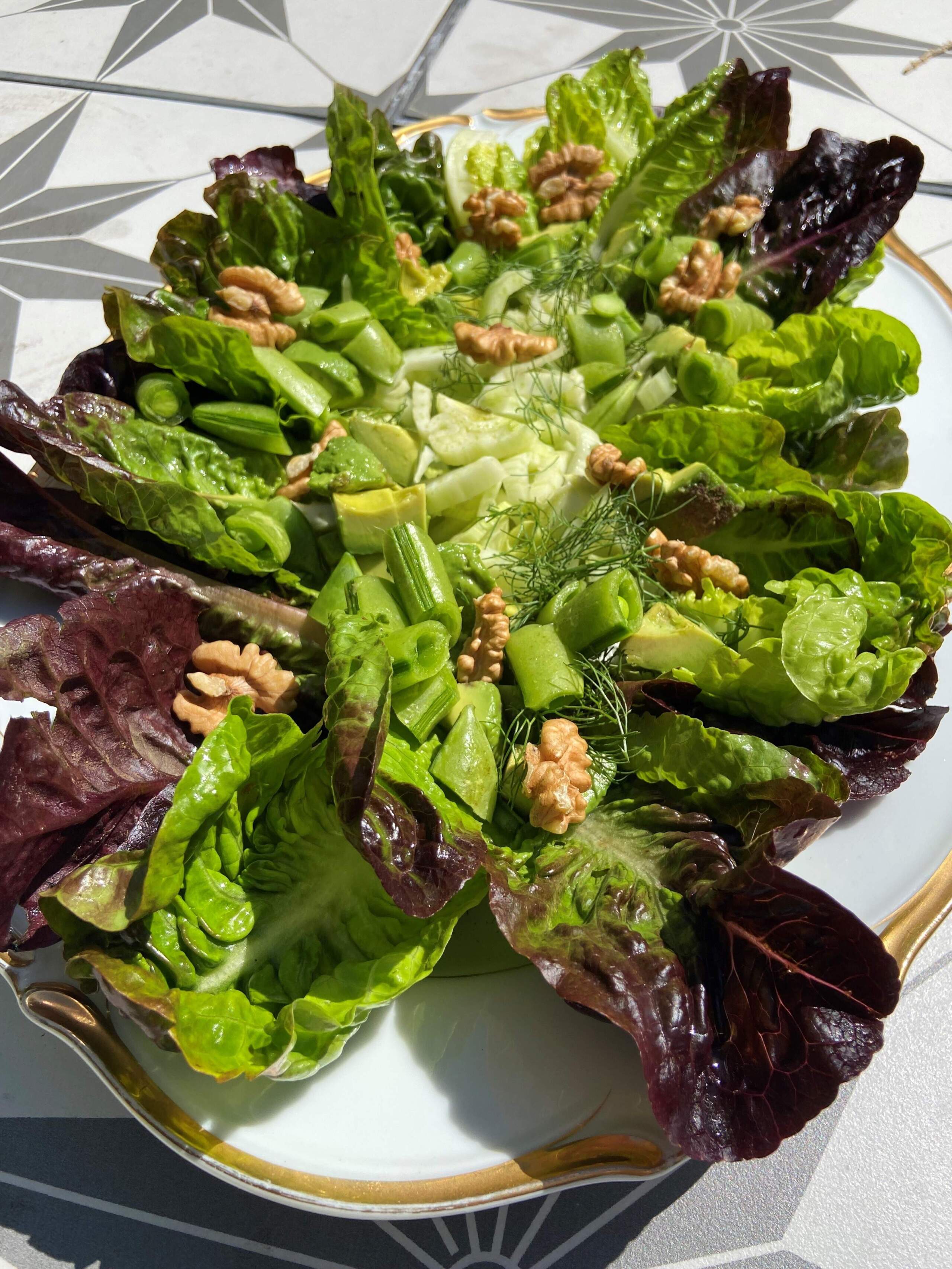 Green green spring salad. (Kathy Gunst/Here & Now)