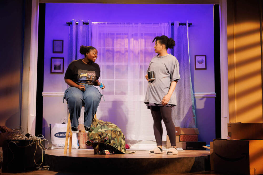 Sydney Jackson as Dailyn and Kaili Y. Turner as Mia in Company One Theatre's production of &quot;Morning, Noon, and Night.&quot; (Courtesy Ken Yotsukura)