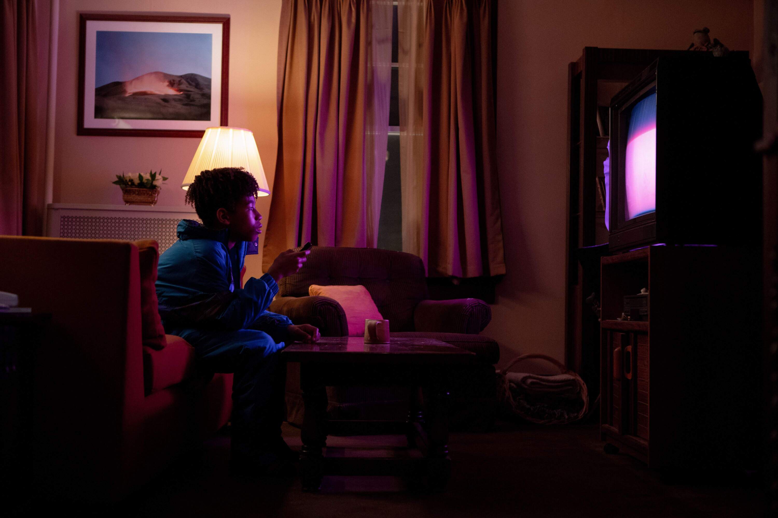 Ian Foreman in writer-director Jane Schoenbrun's film "I Saw the TV Glow." (Courtesy A24)