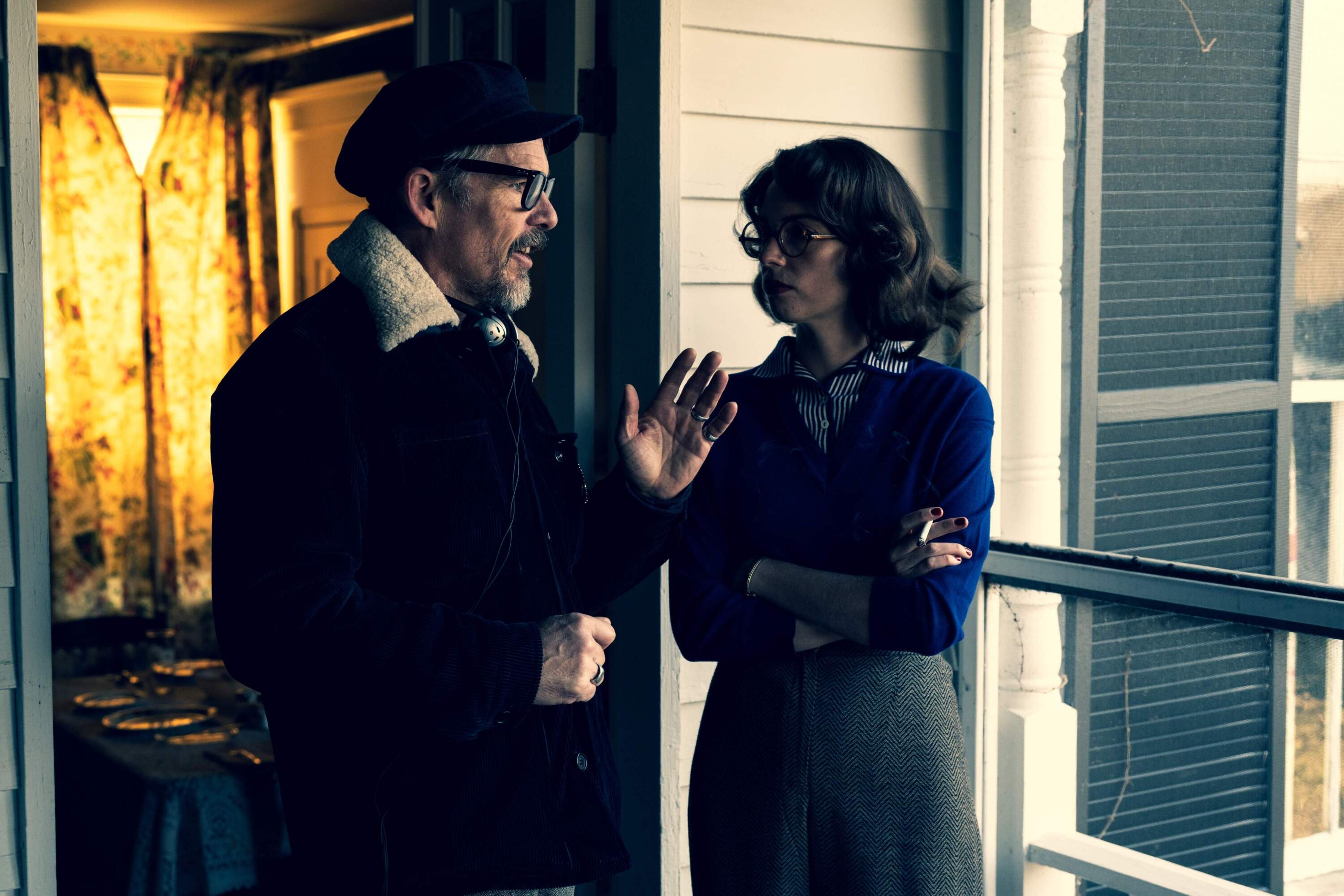 Ethan and Maya Hawke on the set of "Wildcat." (Courtesy Oscilloscope Laboratories)