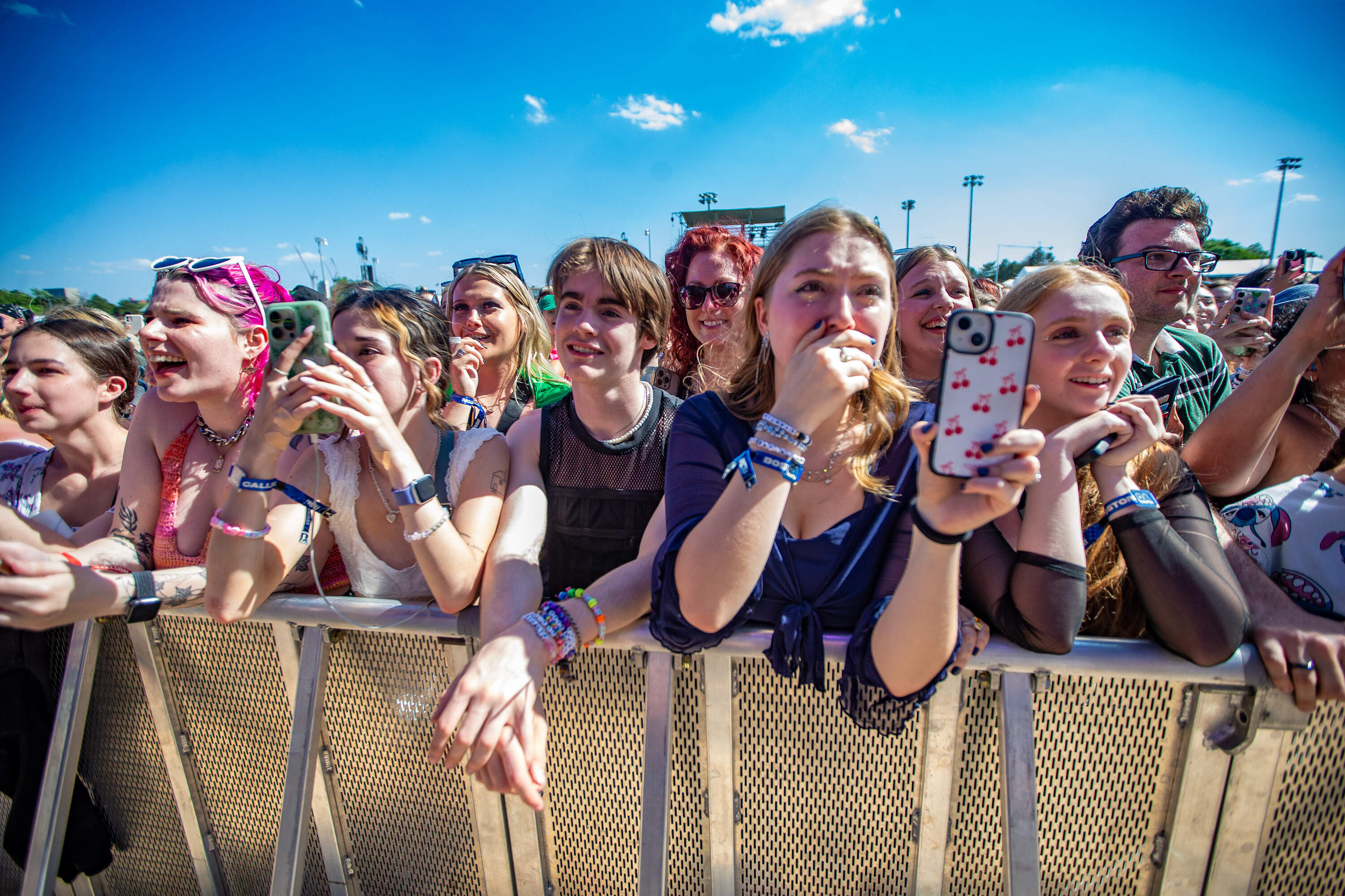Fans get emotional as Luke Hemmings takes the stage. (Jesse Costa/WBUR)