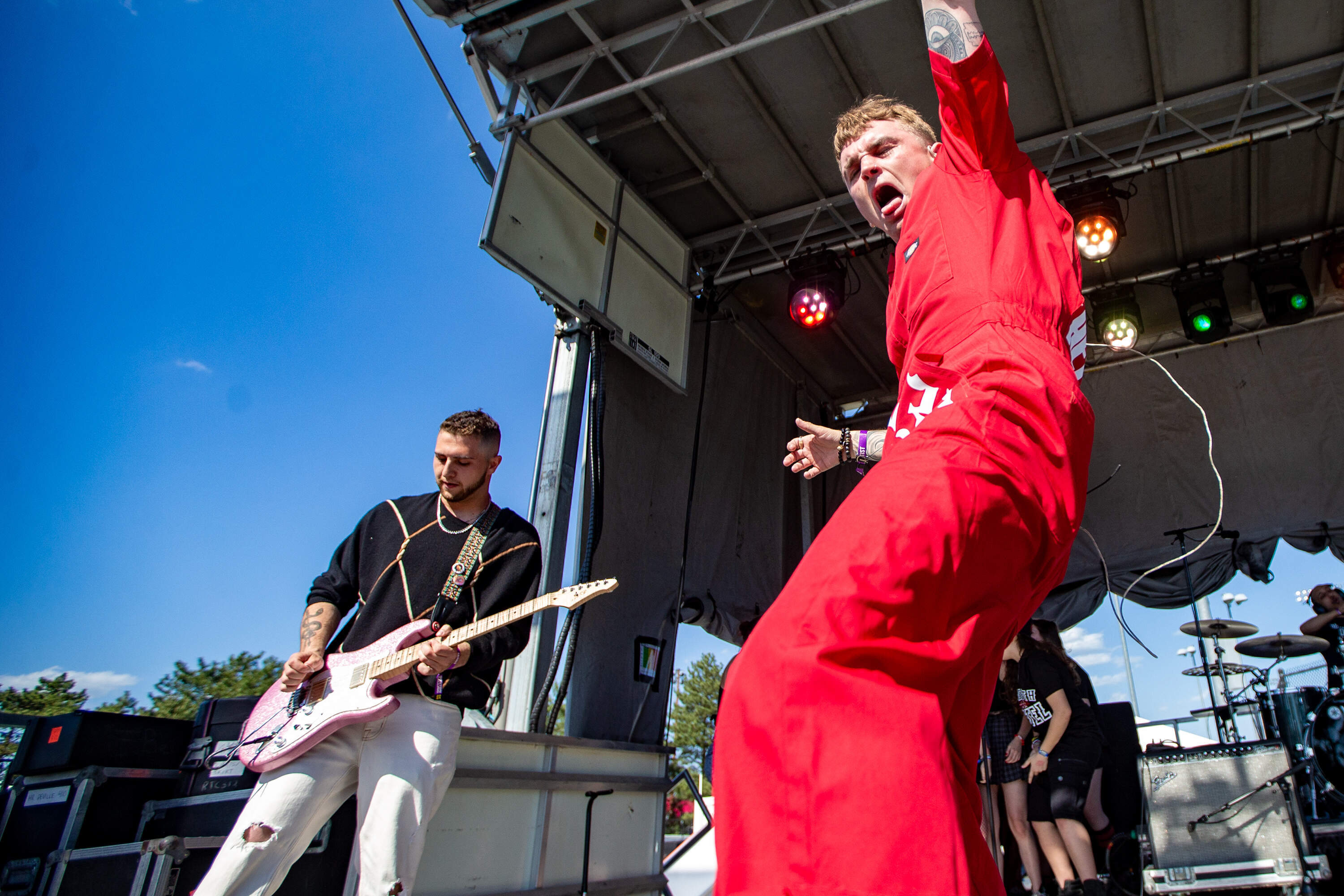 Justin Clancy performs on the Orange Stage. (Jesse Costa/WBUR)