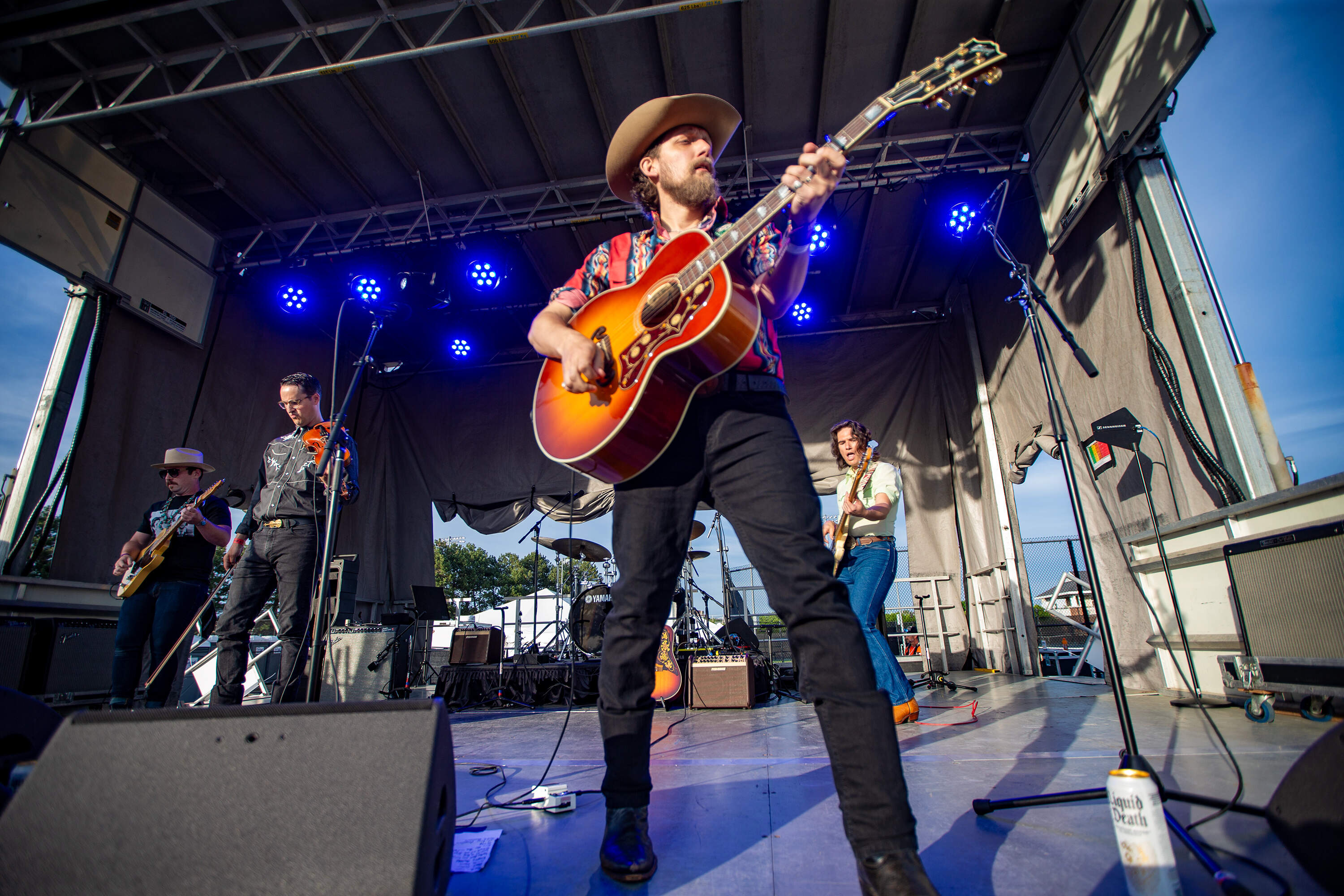 Ward Hayden &amp; The Outliers perform on the local stage. (Jesse Costa/WBUR)