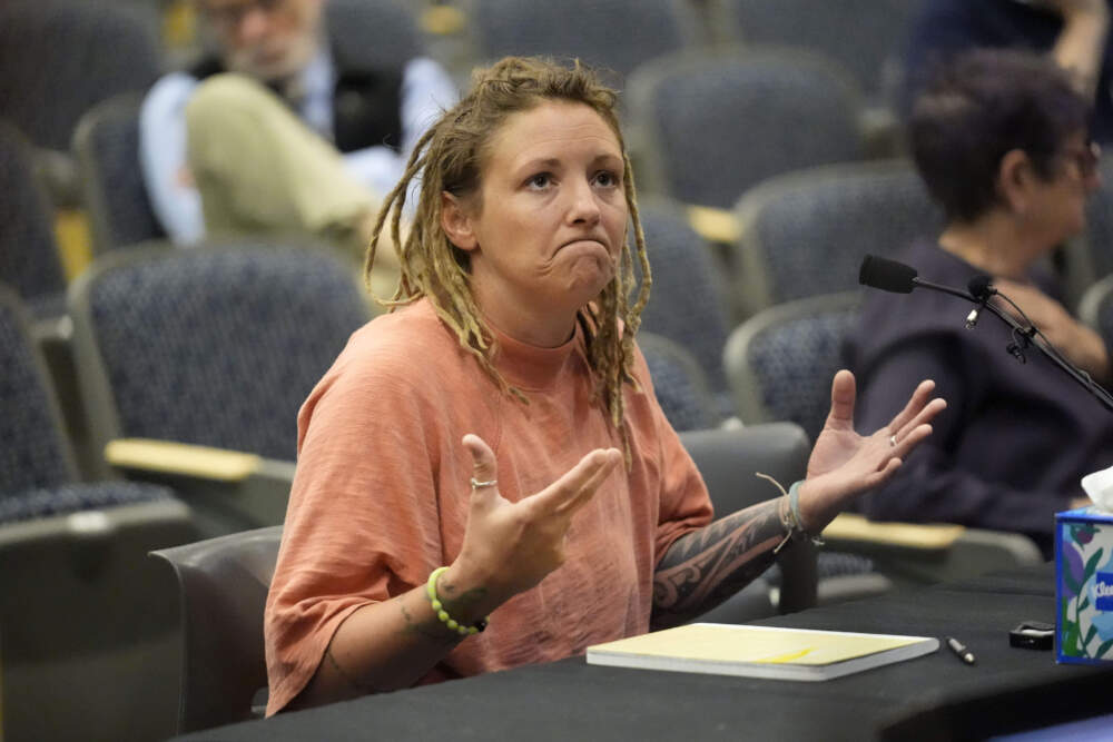 Cara Lamb, ex-wife of shooter Robert Card, testifies, Thursday, May 16, 2024, in Augusta, Maine. (Robert F. Bukaty/AP)