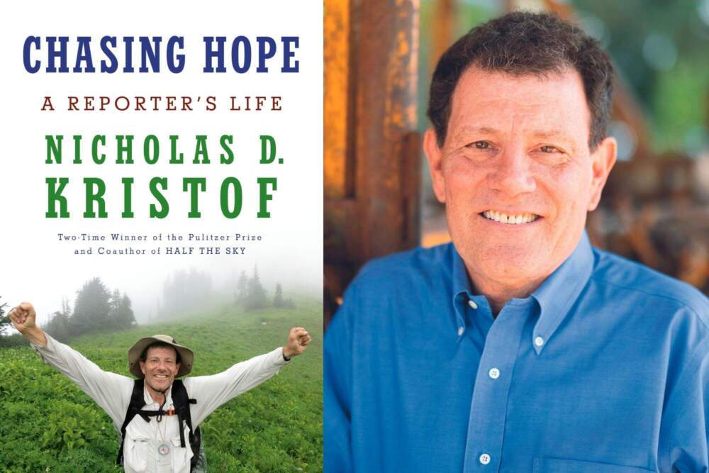 The cover of "Chasing Hope" and author Nicholas Kristof. (Courtesy of Penguin Random House and David Hume Kennerly)
