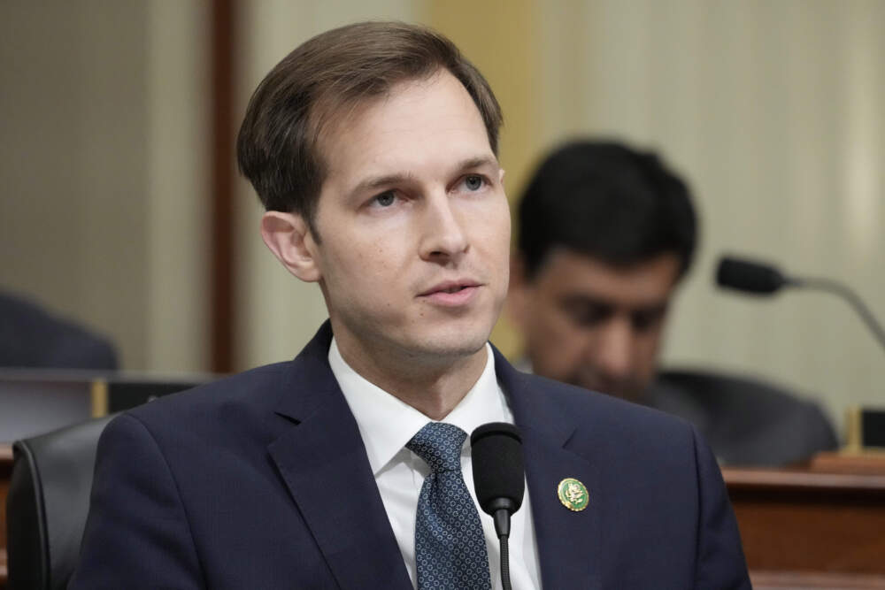 Rep. Jake Auchincloss, at a hearing on Capitol Hill. (Alex Brandon/AP)