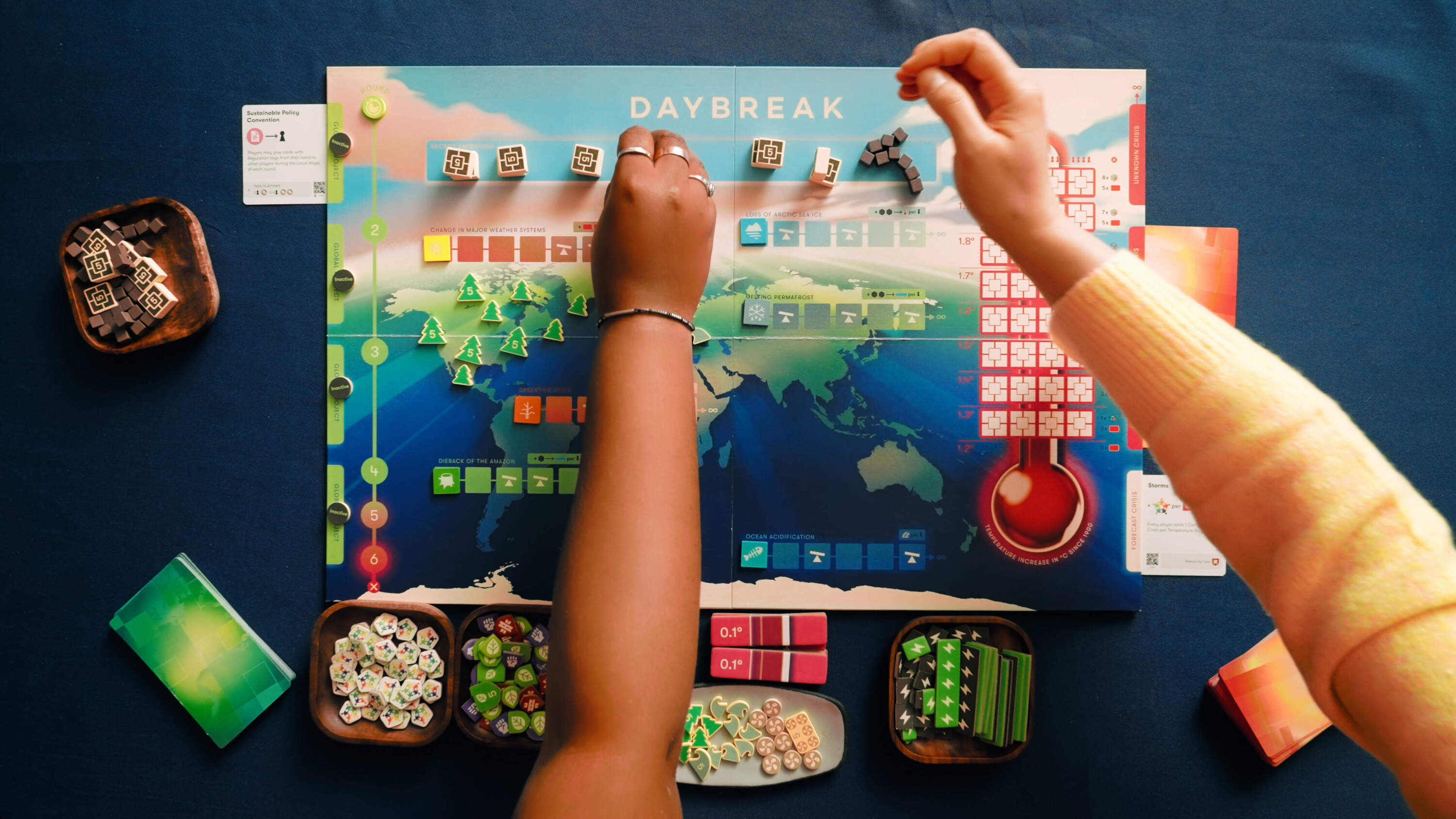 In "Daybreak," players take the roles of world governments as they race to drawdown emissions before climate change makes Earth uninhabitable. (Courtesy)