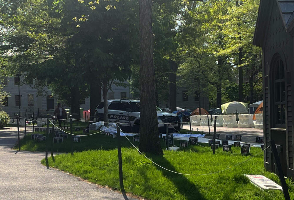 Harvard protesters began to clear out their encampment Tuesday morning. (Arielle Gray/WBUR)