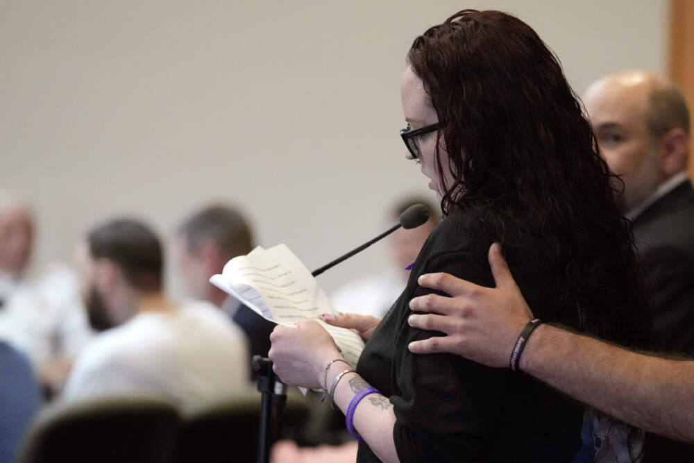 Crystal Sorey, mother of Harmony Montgomery, addresses the court during Adam Montgomery's sentencing hearing at Hillsborough Superior Court, Thursday, May 9, 2024, in Manchester N.H. (Charles Krupa/AP)