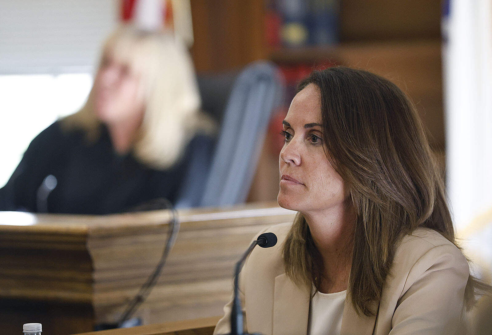 Witness Jen McCabe of Canton, Mass., testifies during Karen Read's murder trail. (Greg Derr/The Patriot Ledger via AP)